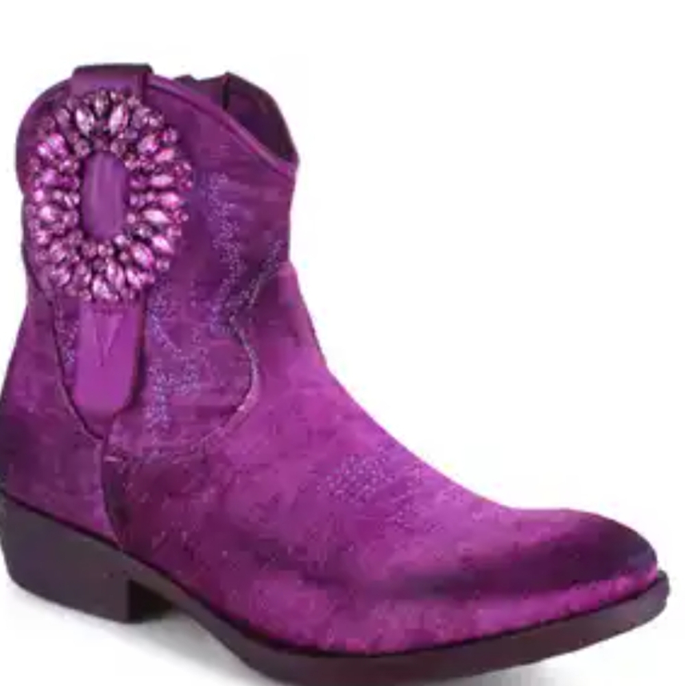 Zigi Edith Velvet Western Purple Boot... Size 8